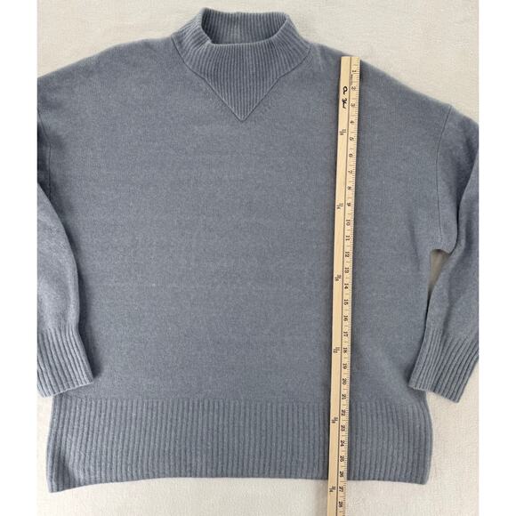 Everlane Gray Blue Wool Yak Hair Sweater Mock Neck Pullover Large Cozycore - Picture 10 of 11